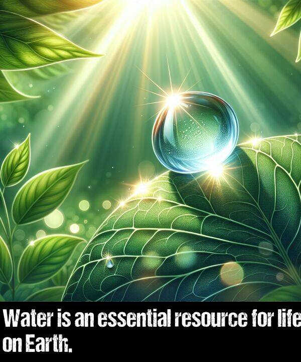 life: Water is an essential resource for life on Earth.