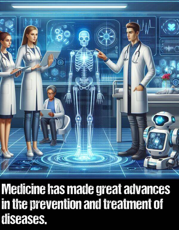 diseases: Medicine has made great advances in the prevention and treatment of diseases.