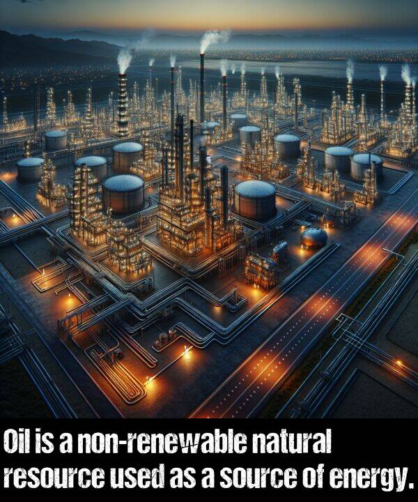 natural: Oil is a non-renewable natural resource used as a source of energy.