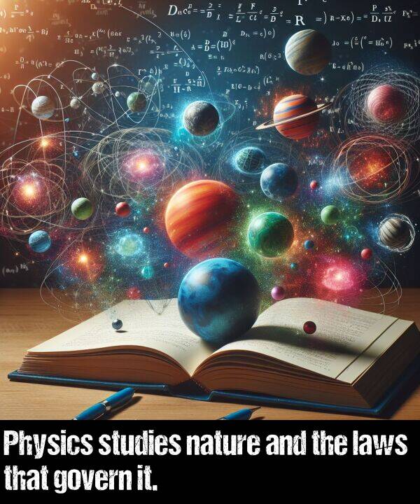 laws: Physics studies nature and the laws that govern it.