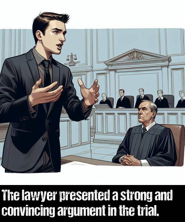 lawyer: The lawyer presented a strong and convincing argument in the trial.