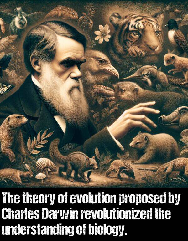 biology: The theory of evolution proposed by Charles Darwin revolutionized the understanding of biology.