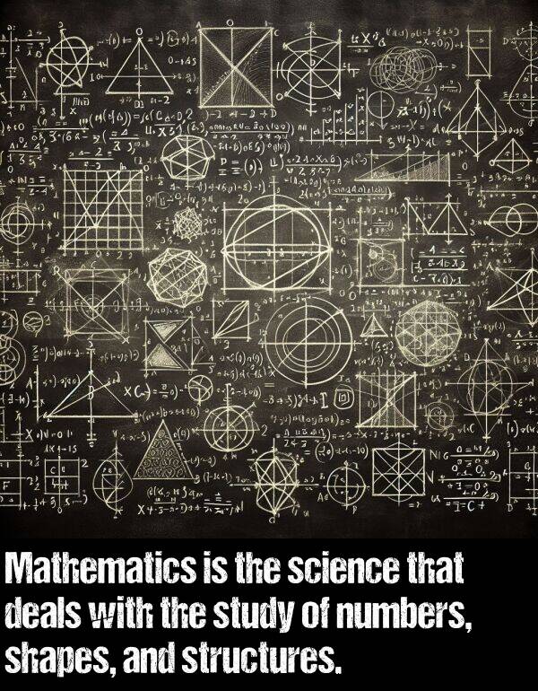 science: Mathematics is the science that deals with the study of numbers, shapes, and structures.