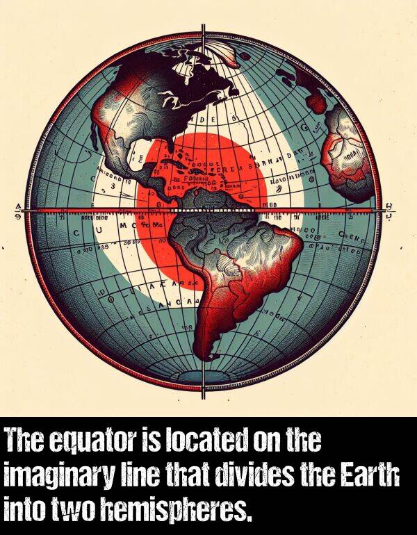 line: The equator is located on the imaginary line that divides the Earth into two hemispheres.