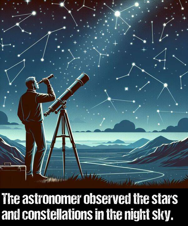 observed: The astronomer observed the stars and constellations in the night sky.