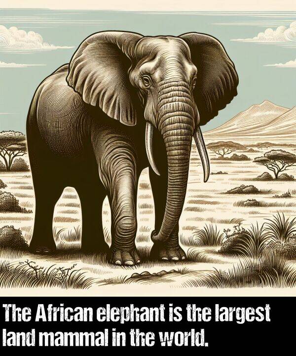 largest: The African elephant is the largest land mammal in the world.