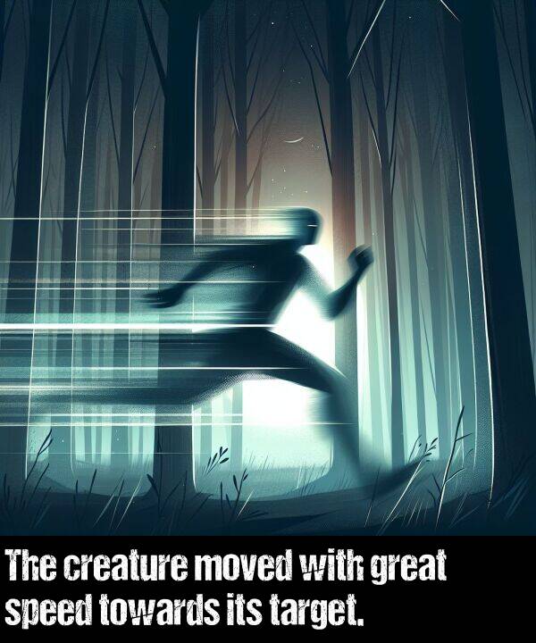 target: The creature moved with great speed towards its target.