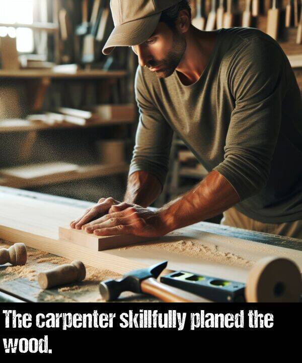 carpenter: The carpenter skillfully planed the wood.