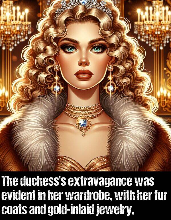 wardrobe: The duchess's extravagance was evident in her wardrobe, with her fur coats and gold-inlaid jewelry.