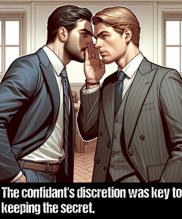 keeping: The confidant's discretion was key to keeping the secret.