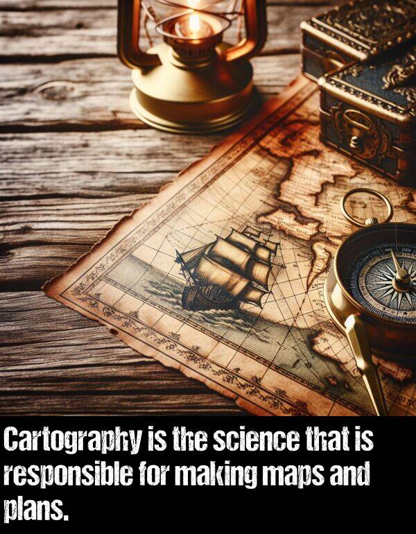 science: Cartography is the science that is responsible for making maps and plans.