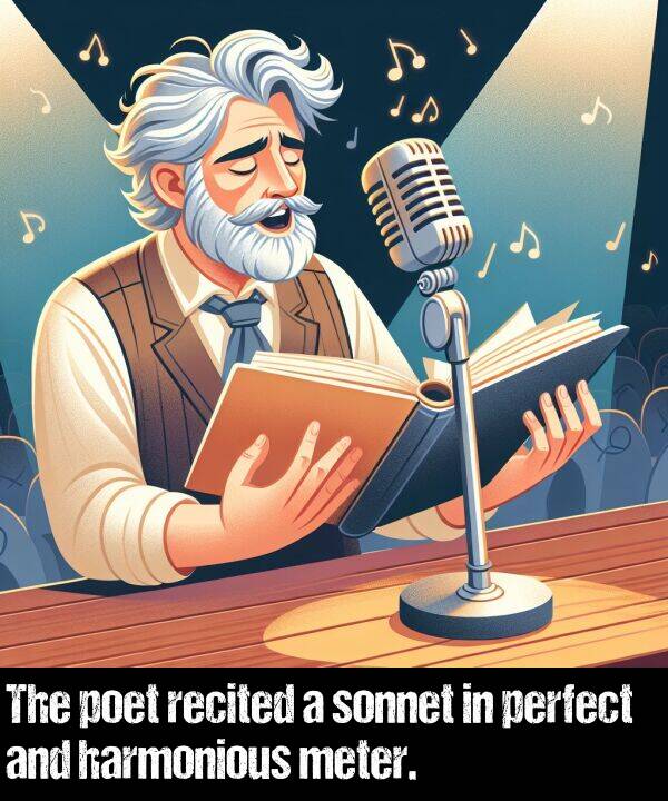 harmonious: The poet recited a sonnet in perfect and harmonious meter.