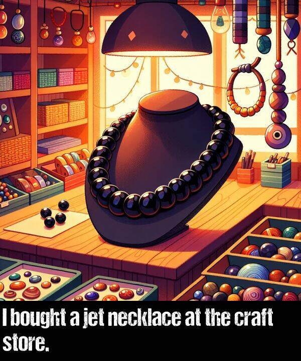 bought: I bought a jet necklace at the craft store.