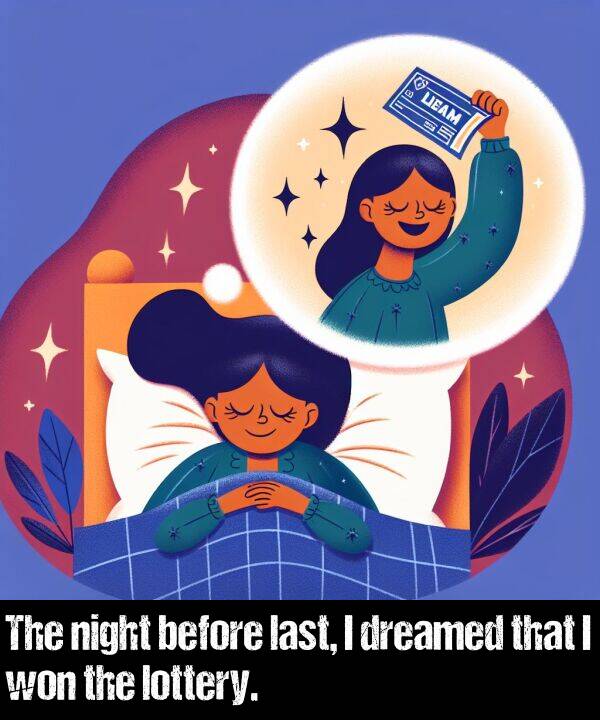 last: The night before last, I dreamed that I won the lottery.