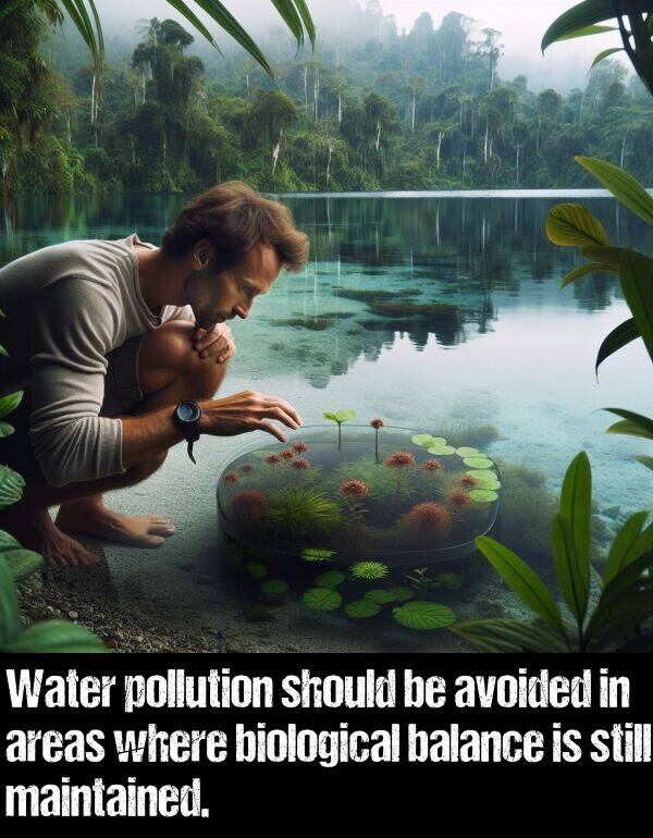 avoided: Water pollution should be avoided in areas where biological balance is still maintained.