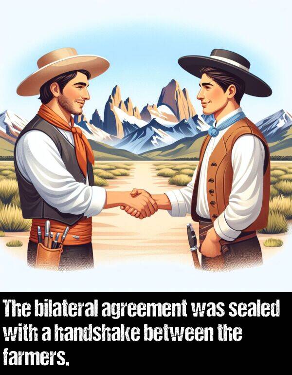 bilateral: The bilateral agreement was sealed with a handshake between the farmers.