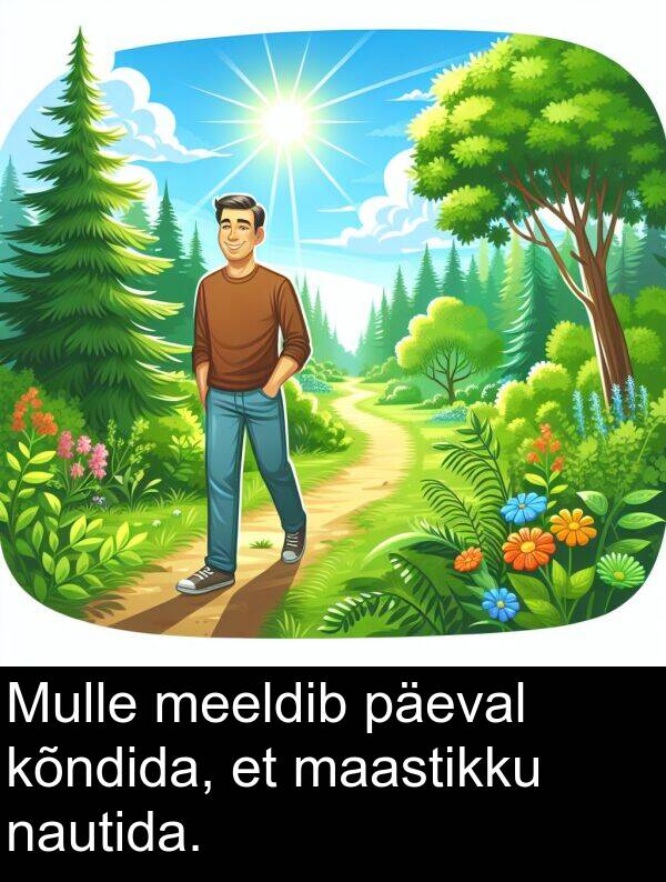 kõndida: Mulle meeldib päeval kõndida, et maastikku nautida.