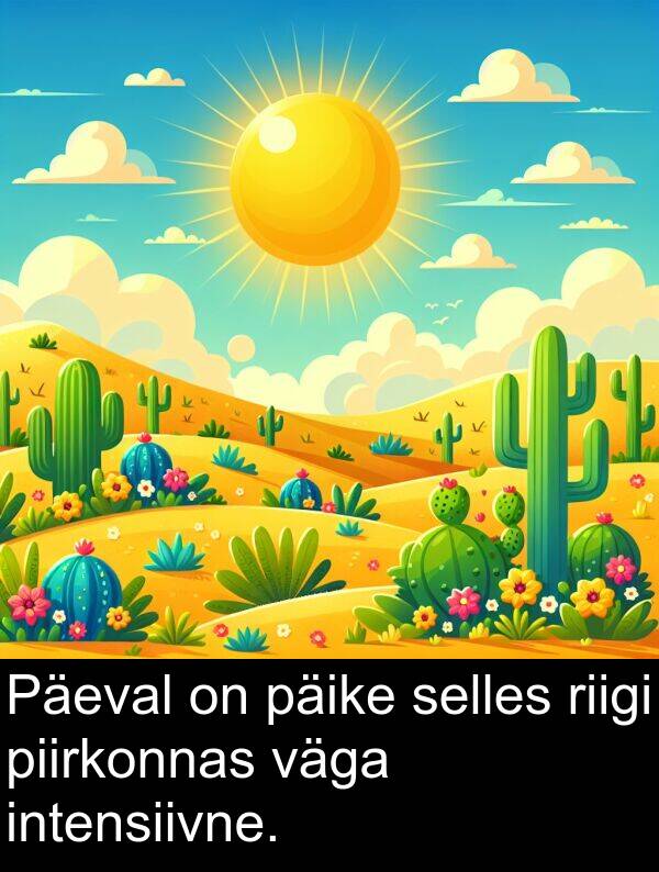 riigi: Päeval on päike selles riigi piirkonnas väga intensiivne.