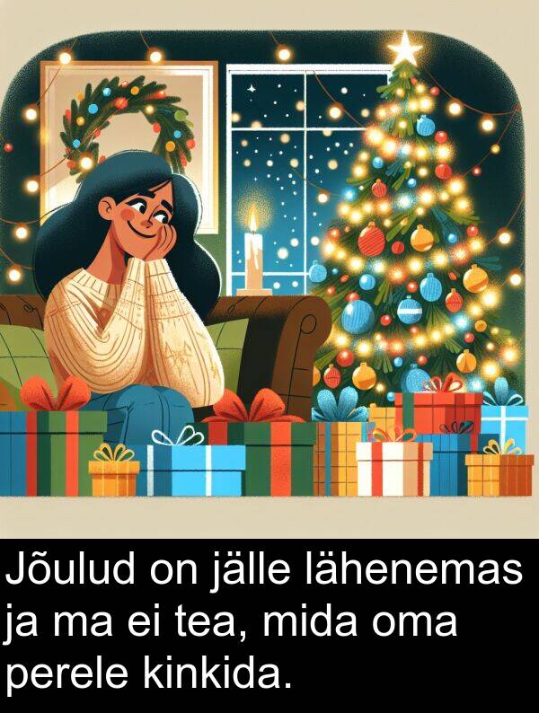 lähenemas: Jõulud on jälle lähenemas ja ma ei tea, mida oma perele kinkida.