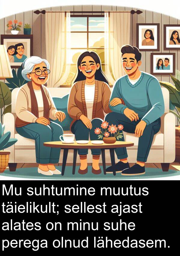 lähedasem: Mu suhtumine muutus täielikult; sellest ajast alates on minu suhe perega olnud lähedasem.