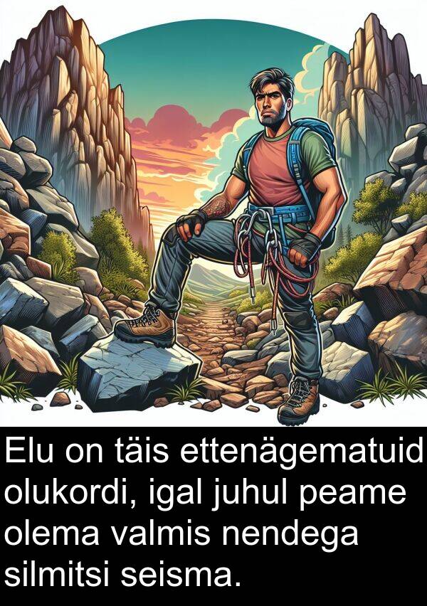 ettenägematuid: Elu on täis ettenägematuid olukordi, igal juhul peame olema valmis nendega silmitsi seisma.