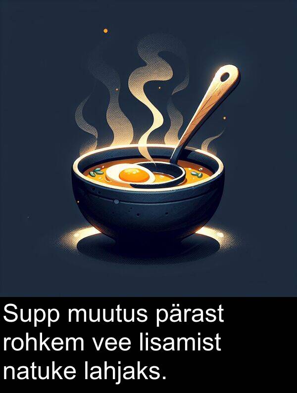 lahjaks: Supp muutus pärast rohkem vee lisamist natuke lahjaks.