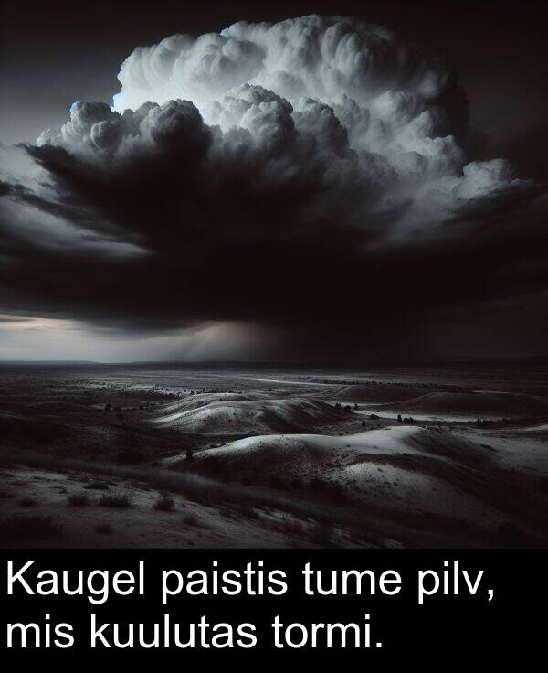 kuulutas: Kaugel paistis tume pilv, mis kuulutas tormi.