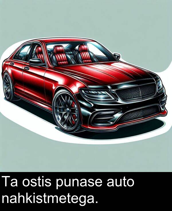 ostis: Ta ostis punase auto nahkistmetega.