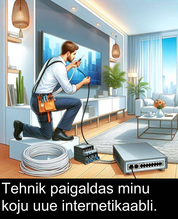 paigaldas: Tehnik paigaldas minu koju uue internetikaabli.