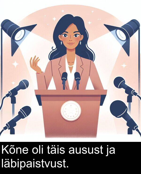 läbipaistvust: Kõne oli täis ausust ja läbipaistvust.