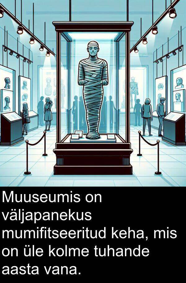 kolme: Muuseumis on väljapanekus mumifitseeritud keha, mis on üle kolme tuhande aasta vana.