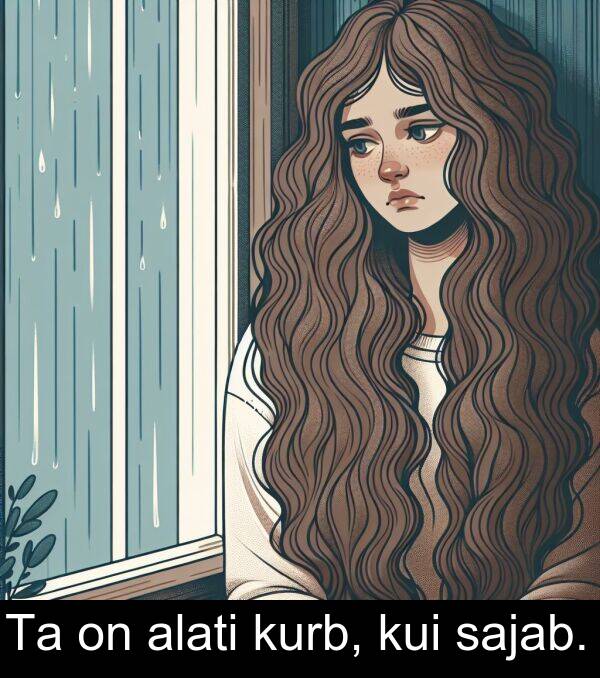 kui: Ta on alati kurb, kui sajab.