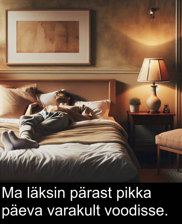 pärast: Ma läksin pärast pikka päeva varakult voodisse.