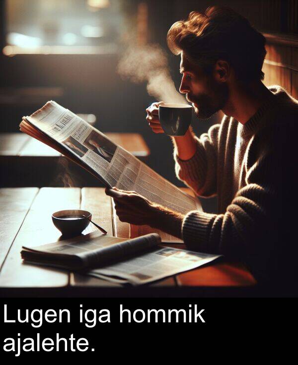 hommik: Lugen iga hommik ajalehte.