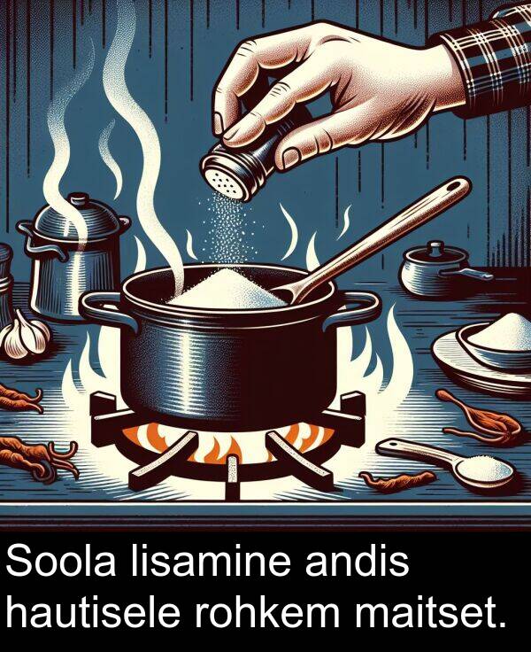 lisamine: Soola lisamine andis hautisele rohkem maitset.