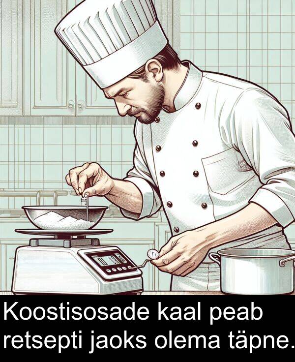 täpne: Koostisosade kaal peab retsepti jaoks olema täpne.