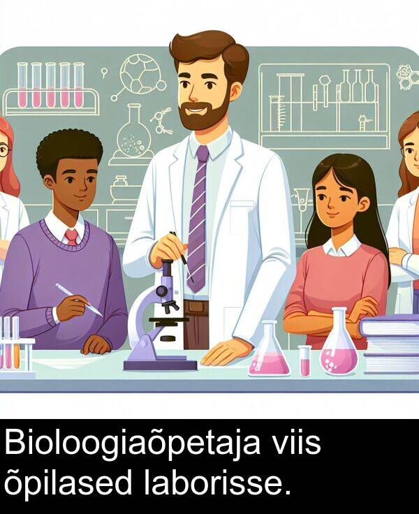 laborisse: Bioloogiaõpetaja viis õpilased laborisse.