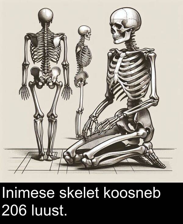 skelet: Inimese skelet koosneb 206 luust.