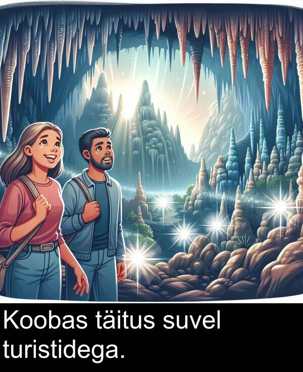 suvel: Koobas täitus suvel turistidega.
