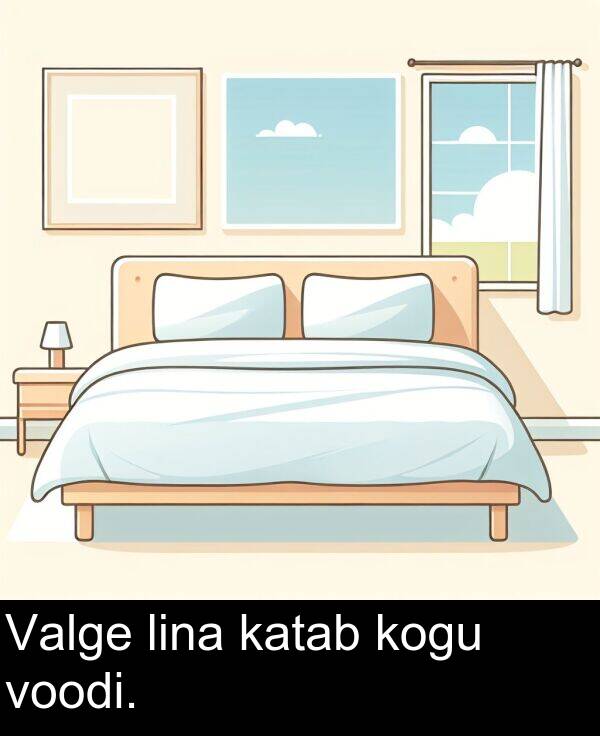 kogu: Valge lina katab kogu voodi.