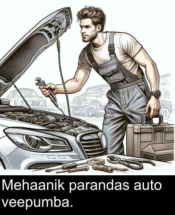 veepumba: Mehaanik parandas auto veepumba.