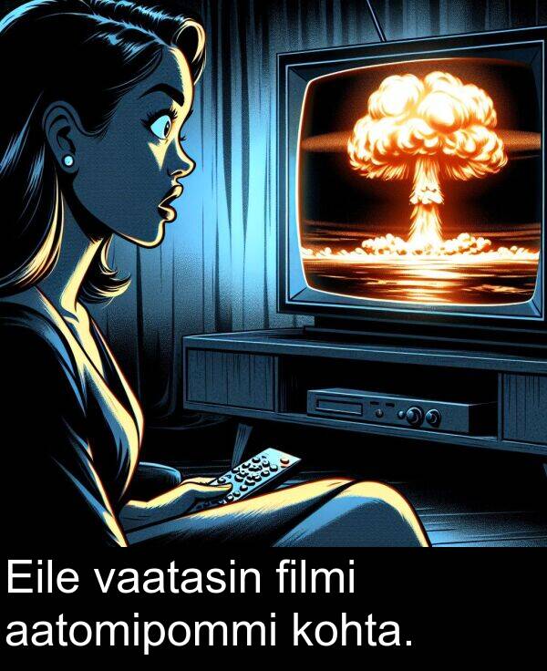 kohta: Eile vaatasin filmi aatomipommi kohta.