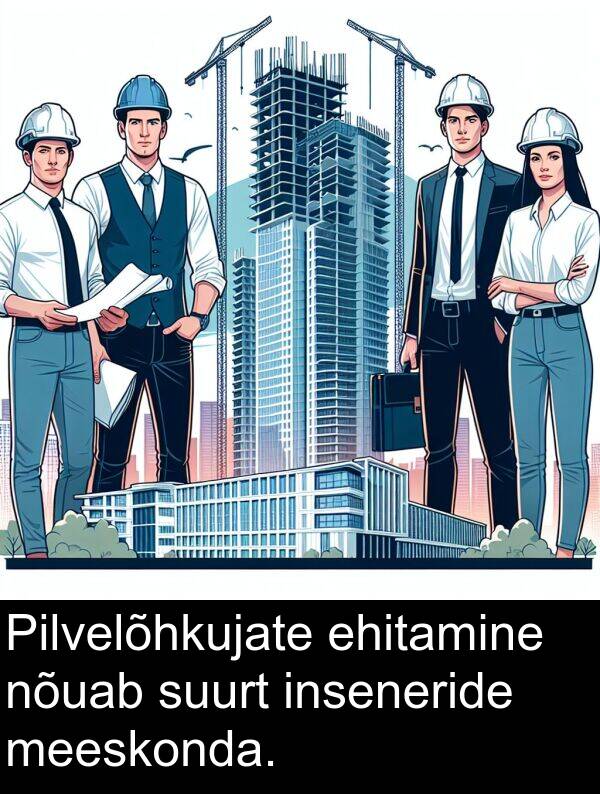 inseneride: Pilvelõhkujate ehitamine nõuab suurt inseneride meeskonda.