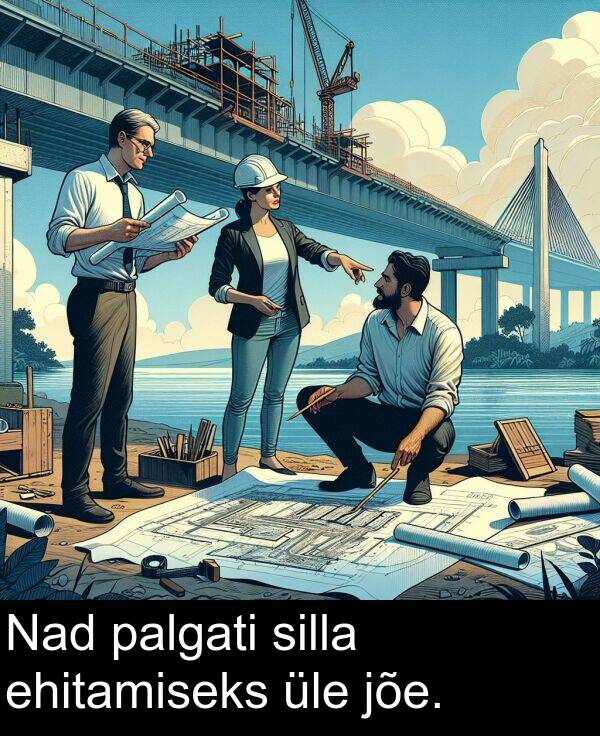 jõe: Nad palgati silla ehitamiseks üle jõe.