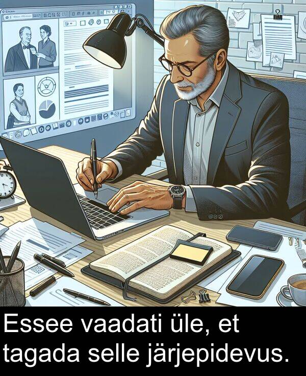 vaadati: Essee vaadati üle, et tagada selle järjepidevus.