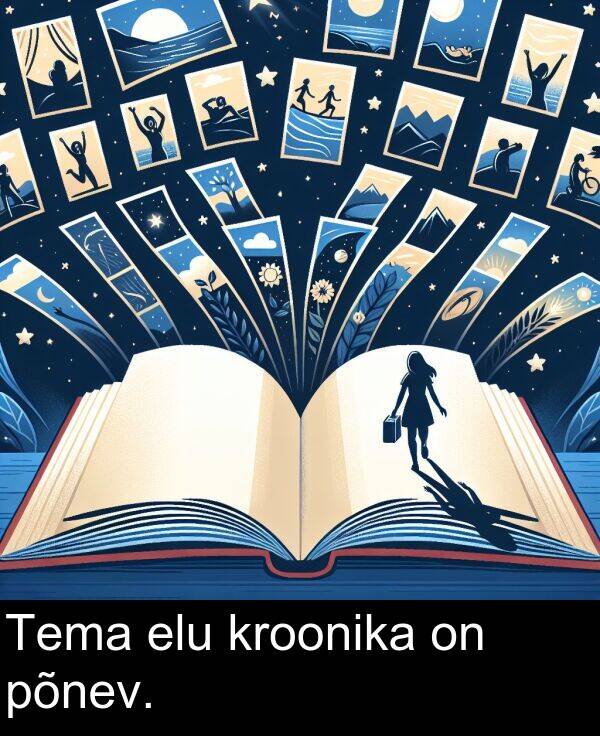 elu: Tema elu kroonika on põnev.