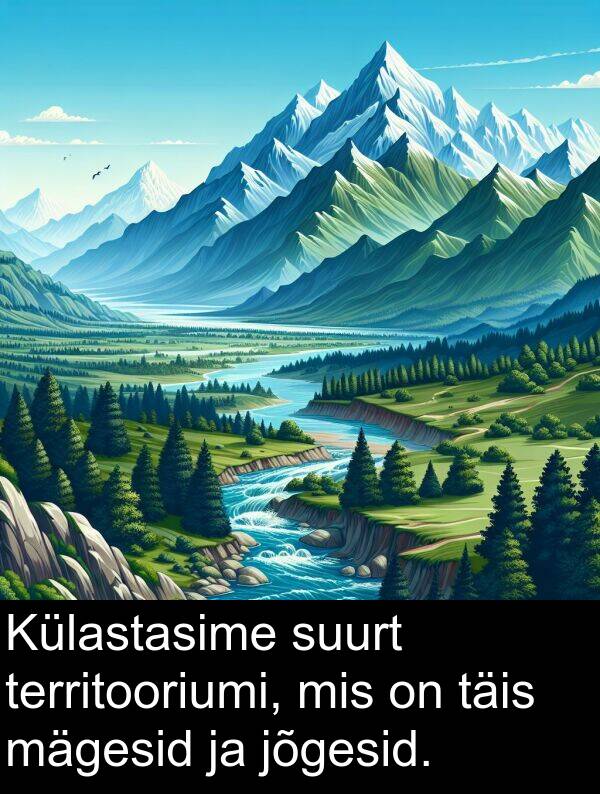 suurt: Külastasime suurt territooriumi, mis on täis mägesid ja jõgesid.