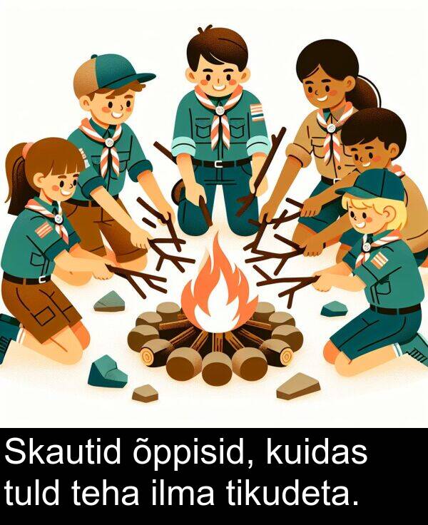tuld: Skautid õppisid, kuidas tuld teha ilma tikudeta.