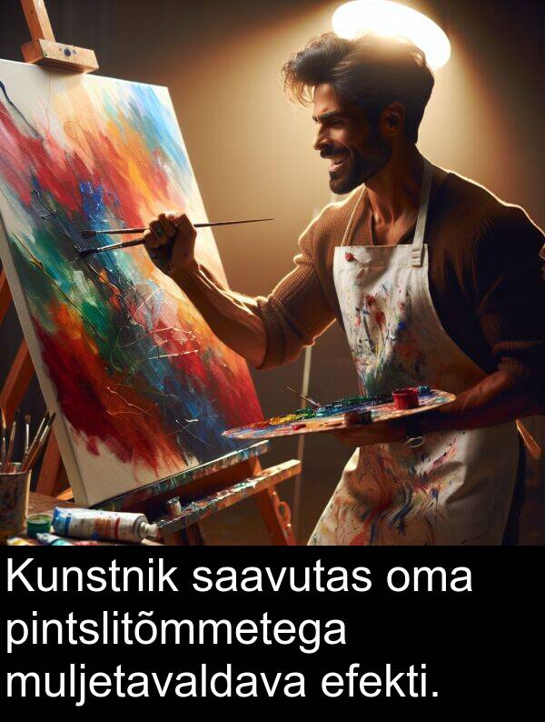 pintslitõmmetega: Kunstnik saavutas oma pintslitõmmetega muljetavaldava efekti.