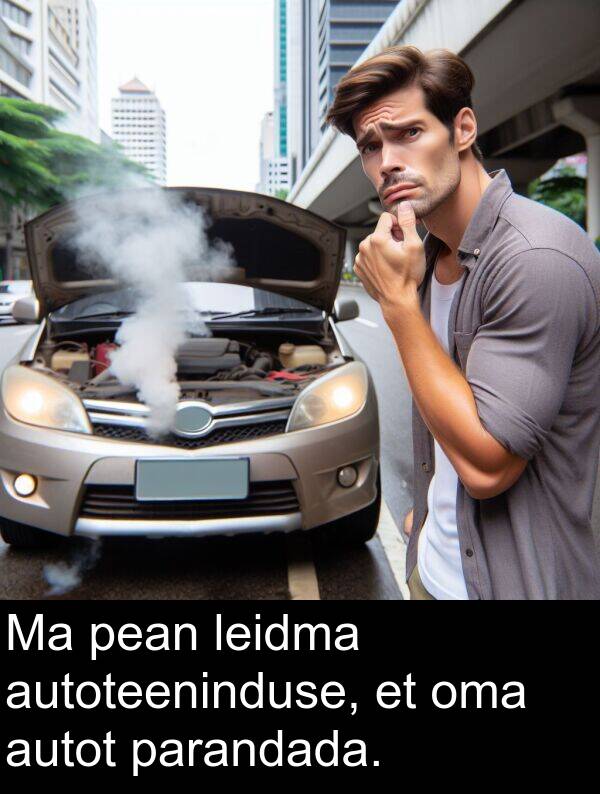 autot: Ma pean leidma autoteeninduse, et oma autot parandada.